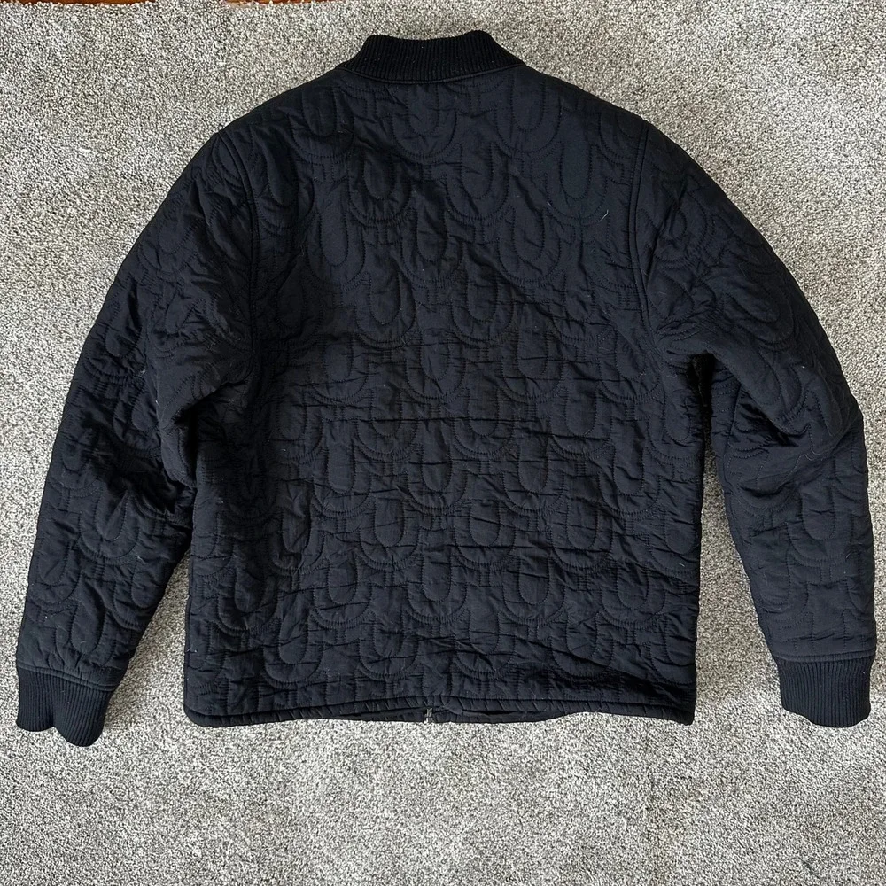 True Religion Bomber Jacket Black Quilted Horseshoe Logo‎ Men's Large